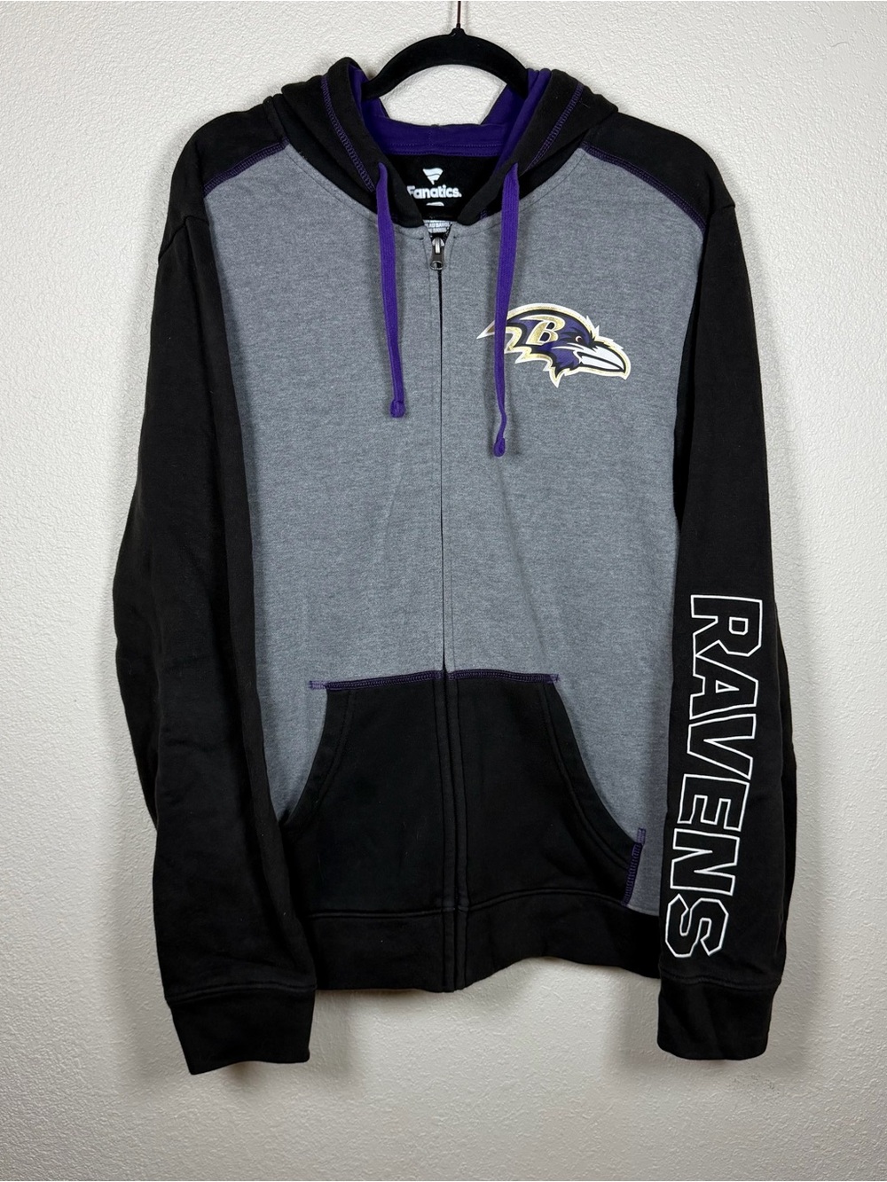 Men’s L Fanatics Baltimore Ravens Expansion Full Zip Hoodie Sportswear Active